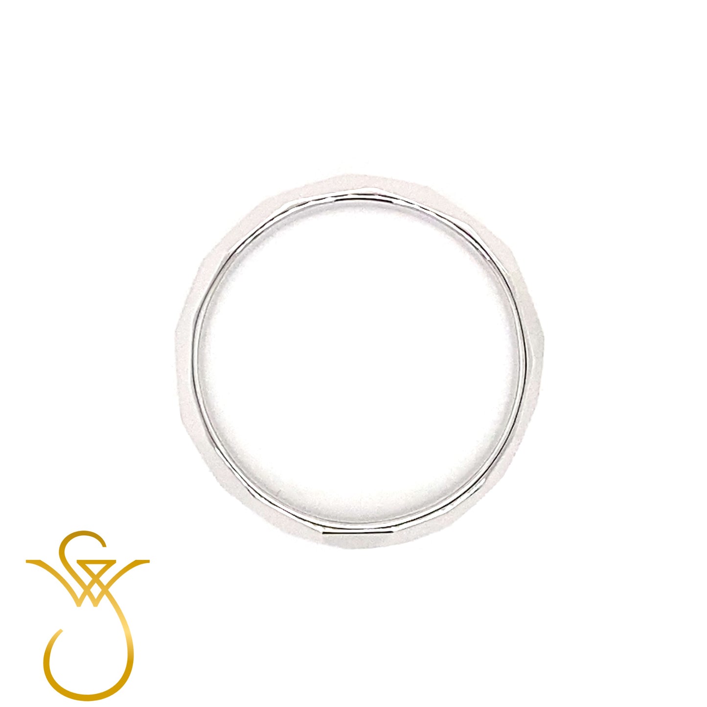 Diamanten en Wit Gouden Ring Facet, 14k wit goud.