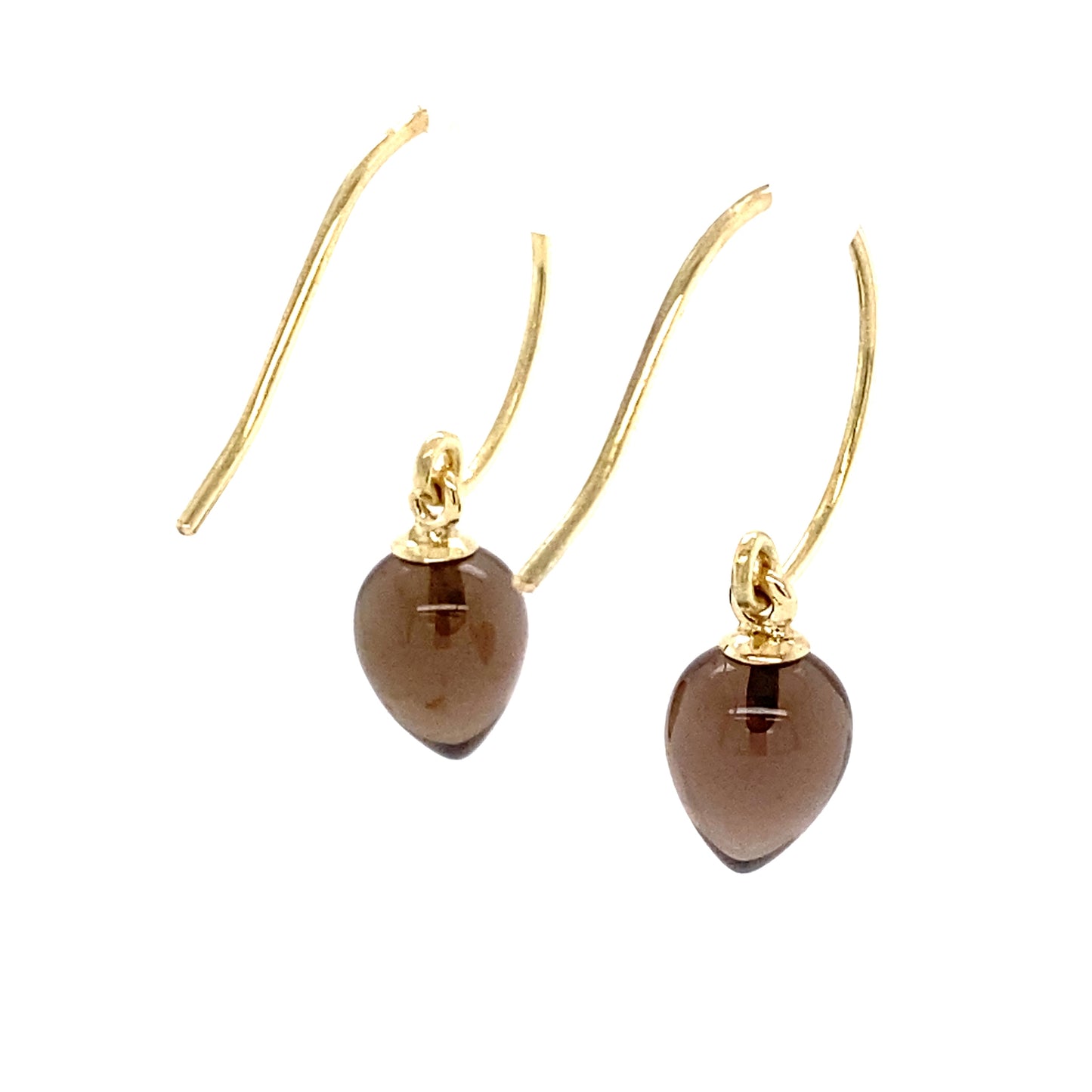 Smokey Quartz Lantern Earrings - 14 karaat geel goud