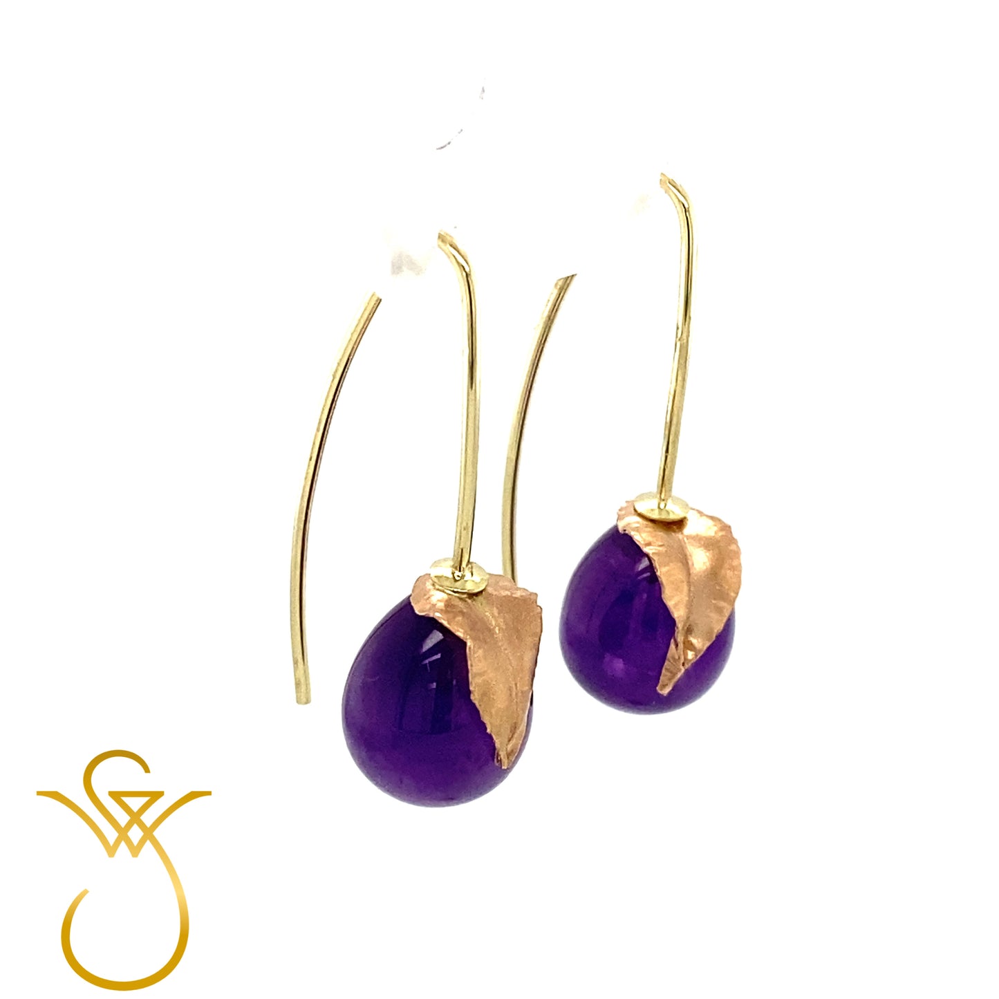 14k gouden Amethyst oorhangers