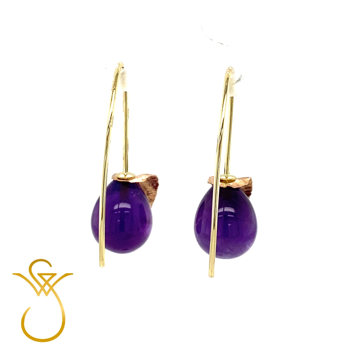 14k gouden Amethyst oorhangers