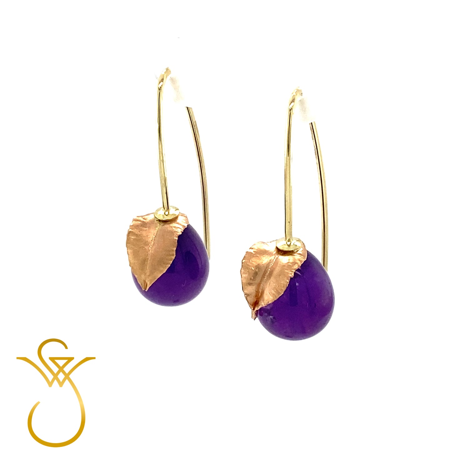 14k gouden Amethyst oorhangers