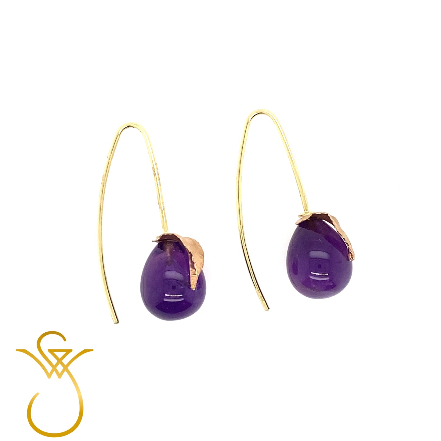 14k gouden Amethyst oorhangers