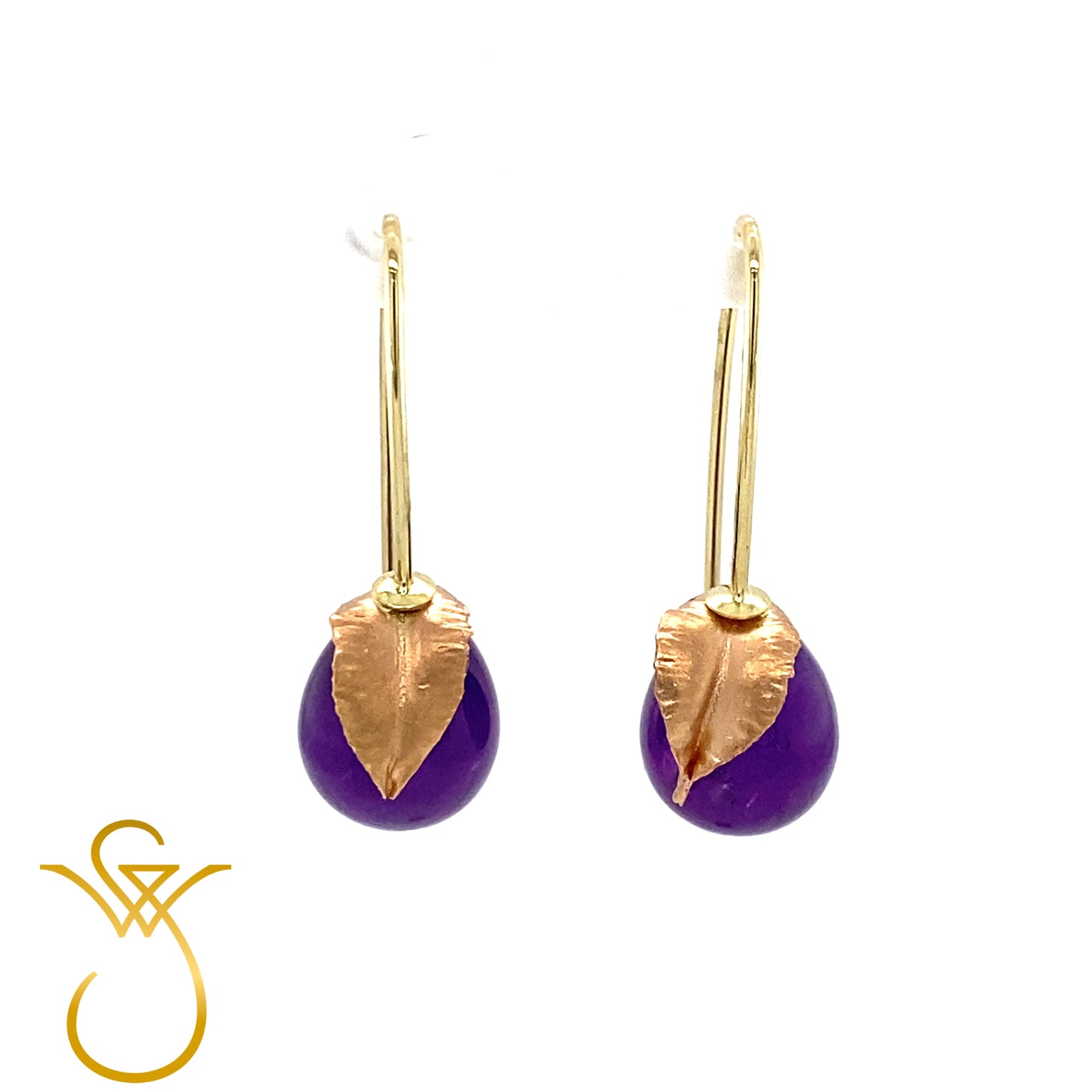 14k gouden Amethyst oorhangers