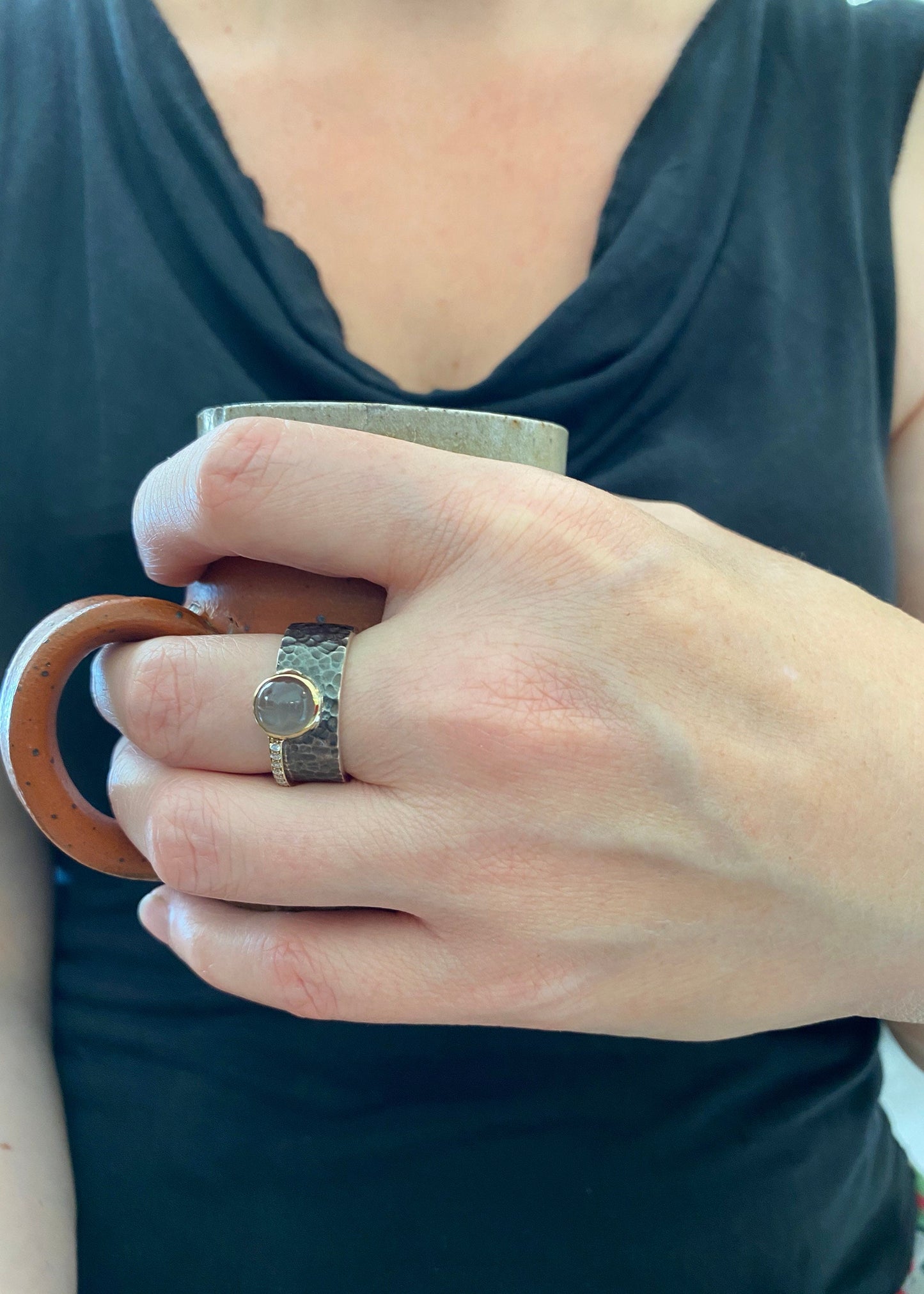 Ring Maansteen met Diamanten