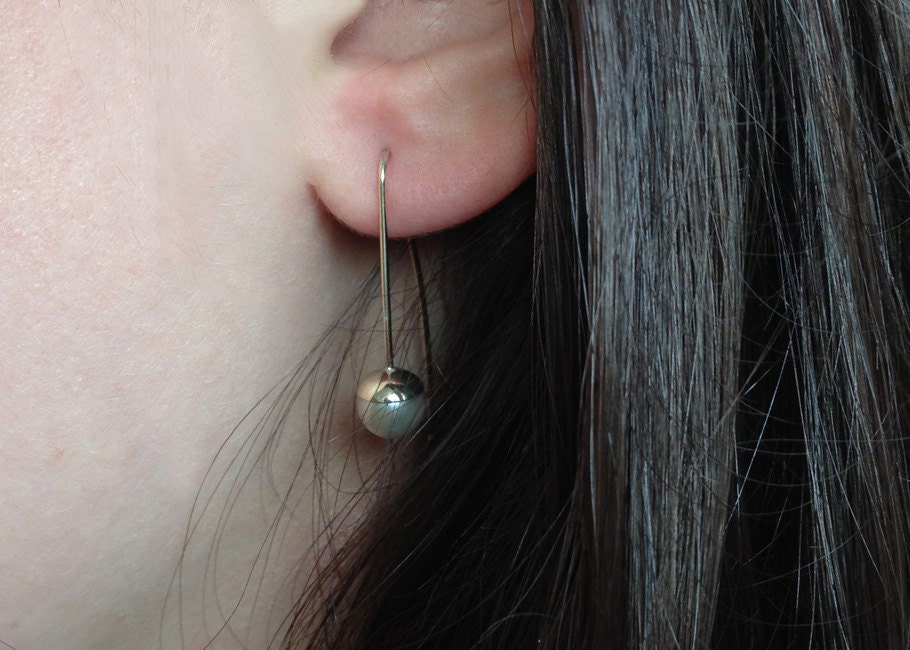 Parel Oorhangers 14k goud, oorhaken met witte parel.