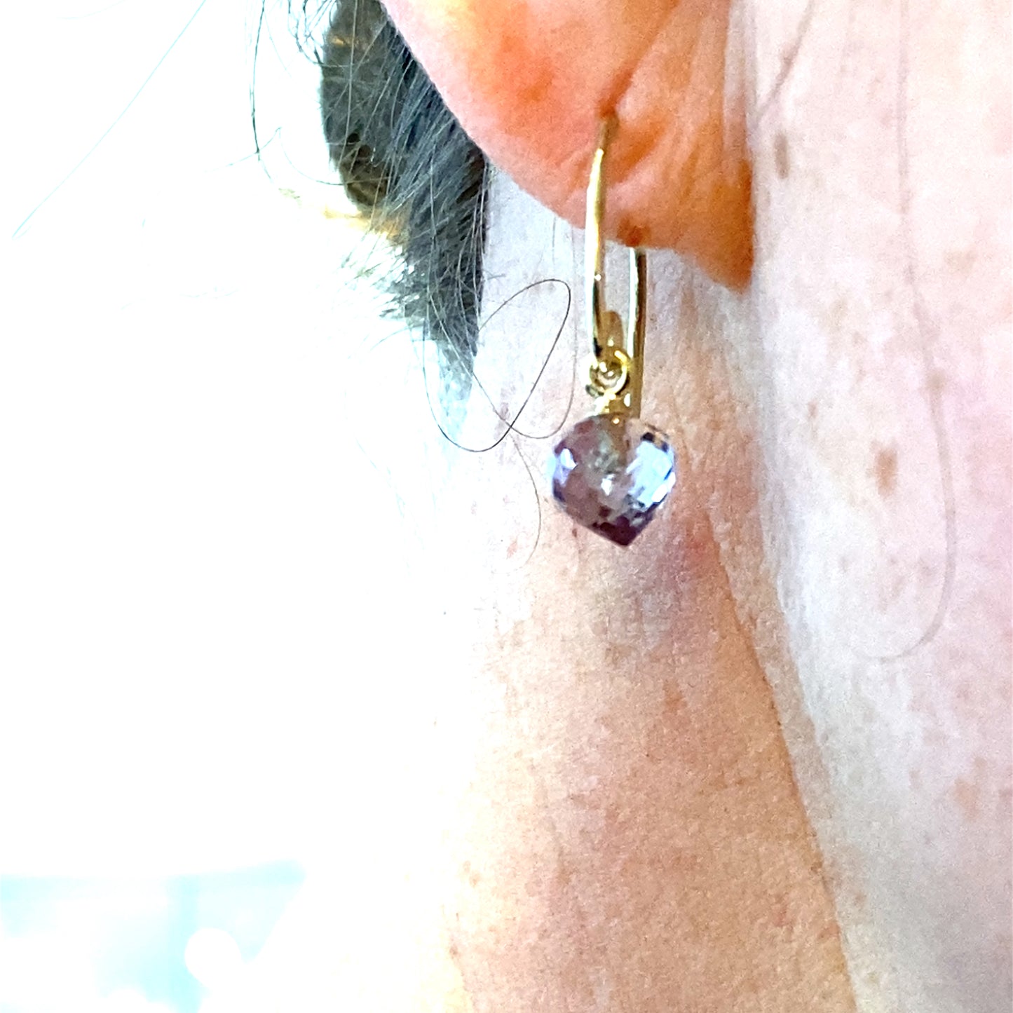 Amethyst Lantern Earrings - 14 karaat geel goud