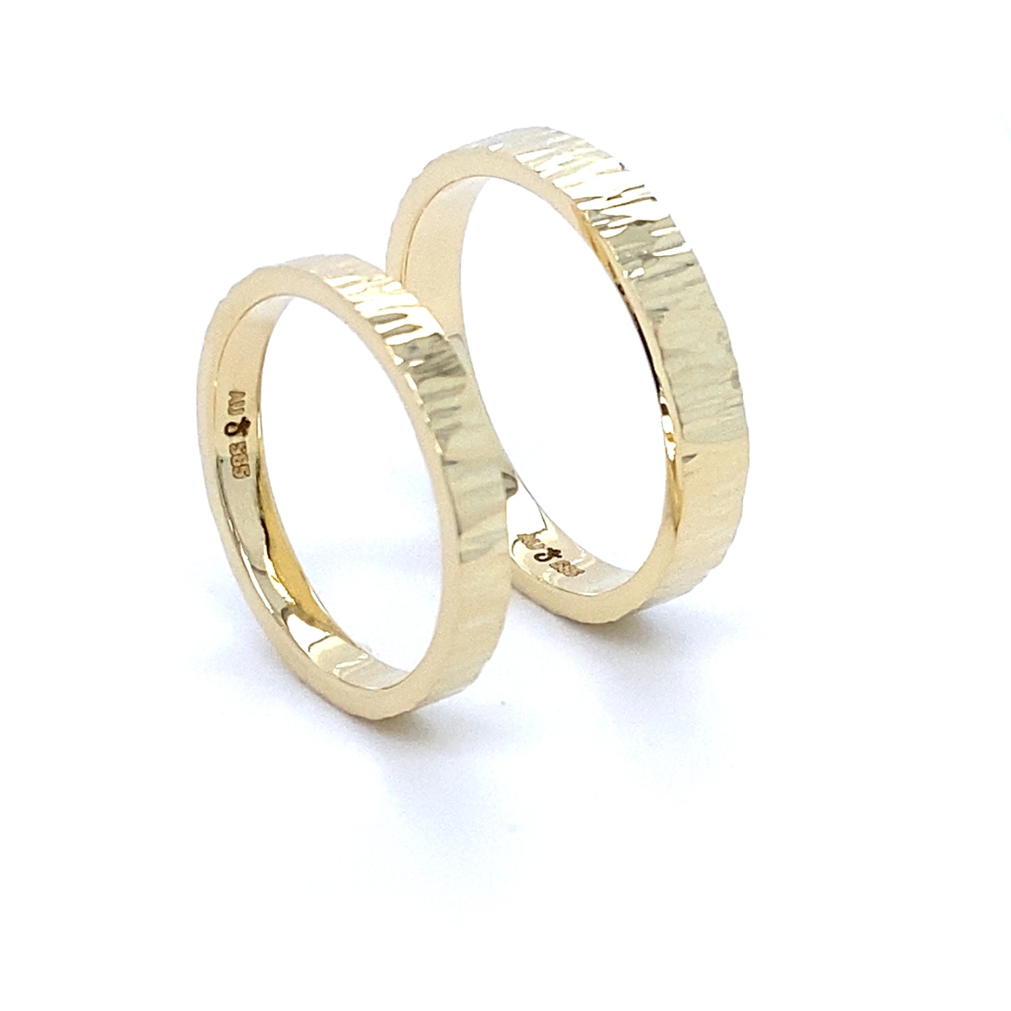 Trouwring Goud Berk Excellent gehamerd, hoogglans, 14k goud 1,5mm dik