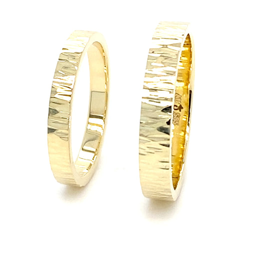 Trouwring Goud Berk Excellent gehamerd, hoogglans, 14k goud 1,5mm dik
