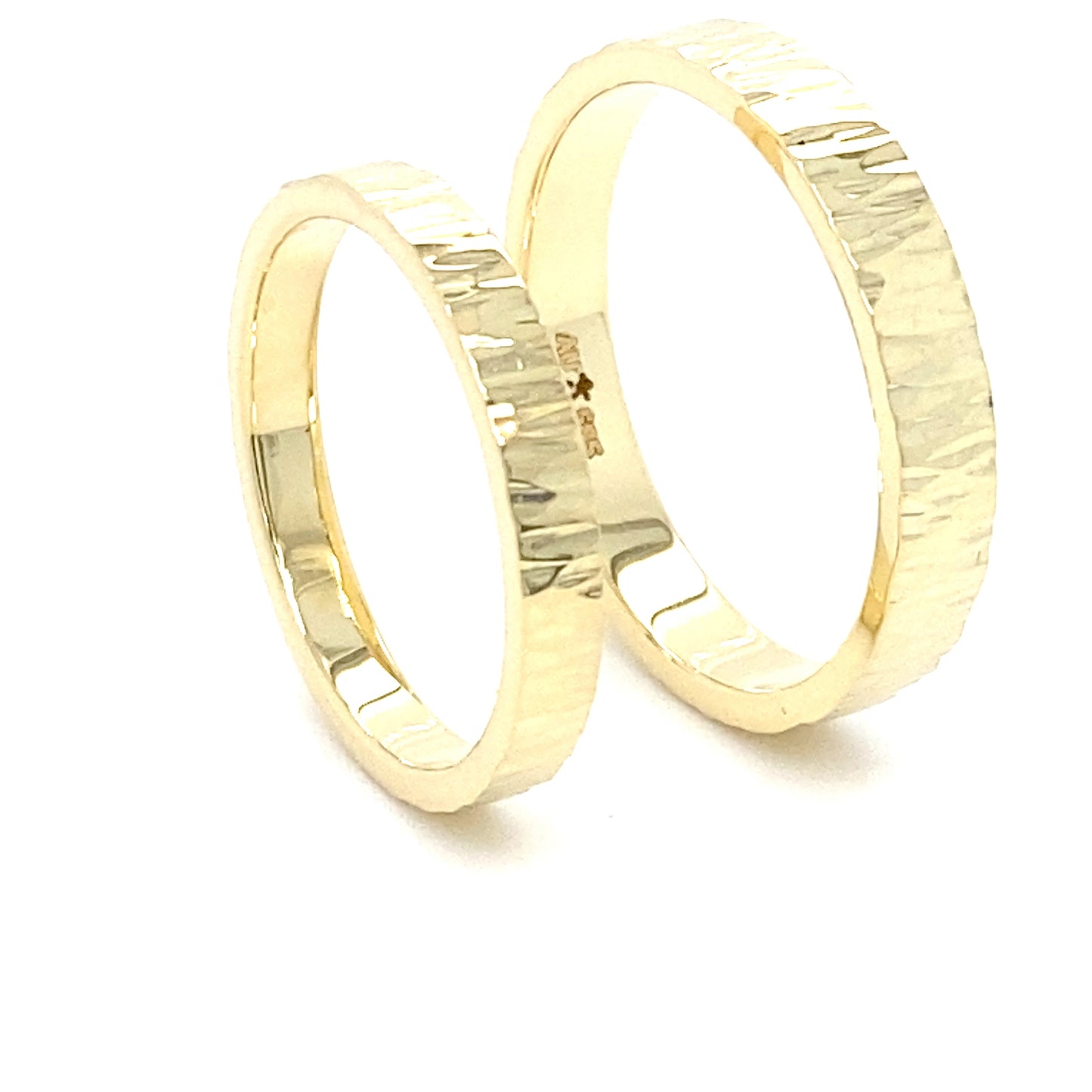 Trouwring Goud Berk Excellent gehamerd, hoogglans, 14k goud 1,5mm dik