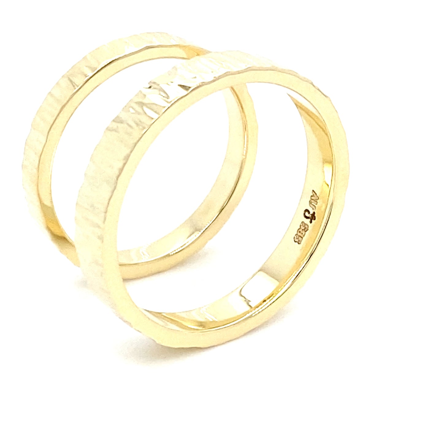 Trouwring Goud Berk Excellent gehamerd, hoogglans, 14k goud 1,5mm dik