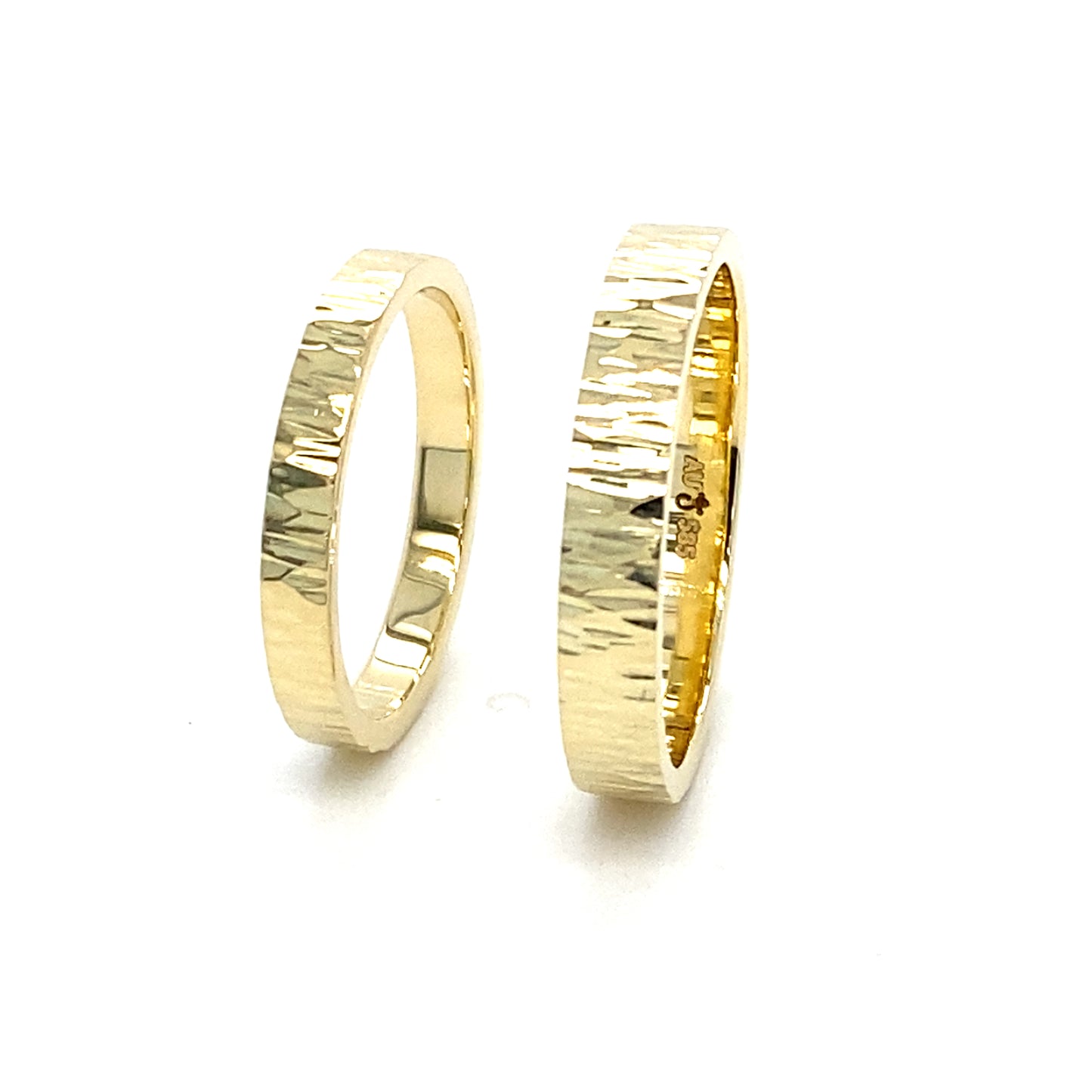 Trouwring Goud Berk Excellent gehamerd, hoogglans, 14k goud 1,5mm dik