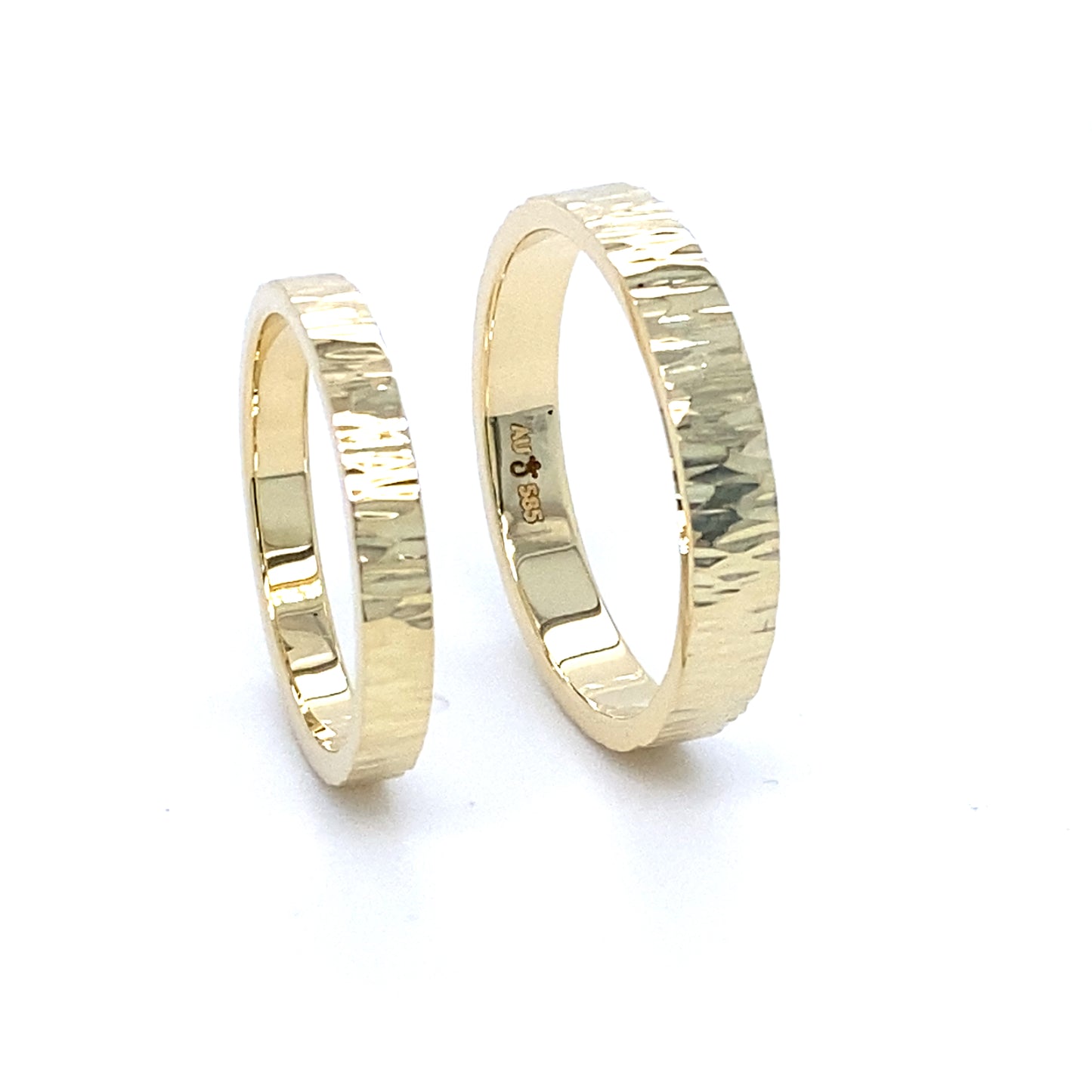Trouwring Goud Berk Excellent gehamerd, hoogglans, 14k goud 1,5mm dik