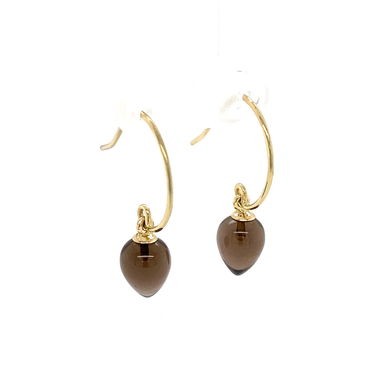 Smokey Quartz Lantern Earrings - 14 karaat geel goud