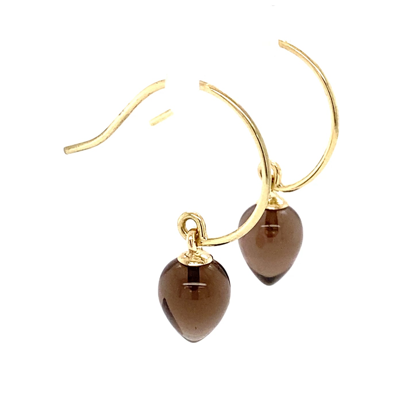 Smokey Quartz Lantern Earrings - 14 karaat geel goud