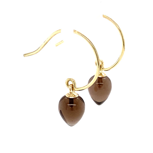 Smokey Quartz Lantern Earrings - 14 karaat geel goud