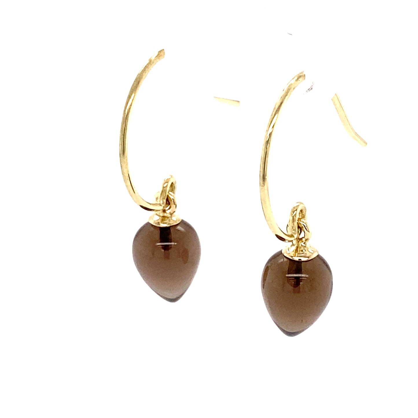 Smokey Quartz Lantern Earrings - 14 karaat geel goud