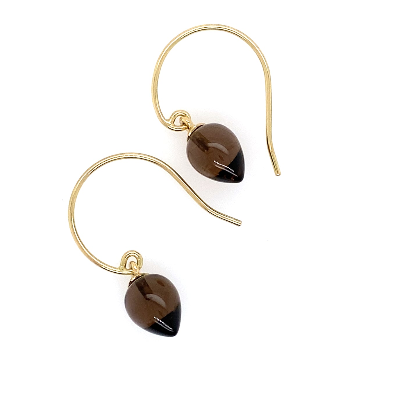 Smokey Quartz Lantern Earrings - 14 karaat geel goud
