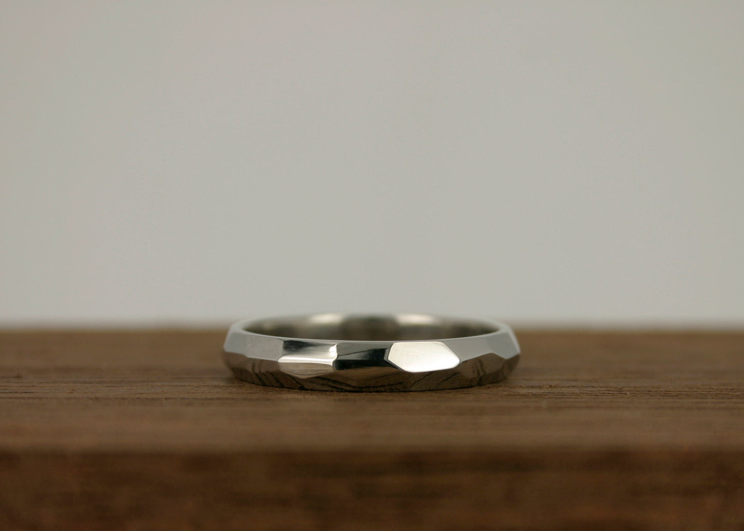 Wit Gouden Ring Facet, 14k wit goud